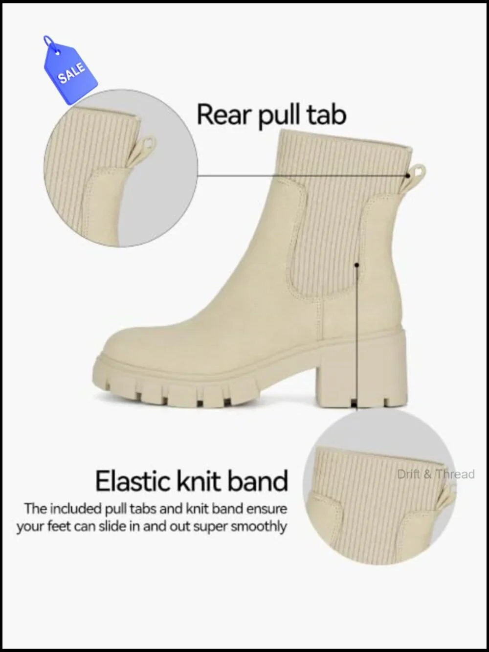 Women's Chunky Platform Chelsea Ankle Boots Non-Slip Suede